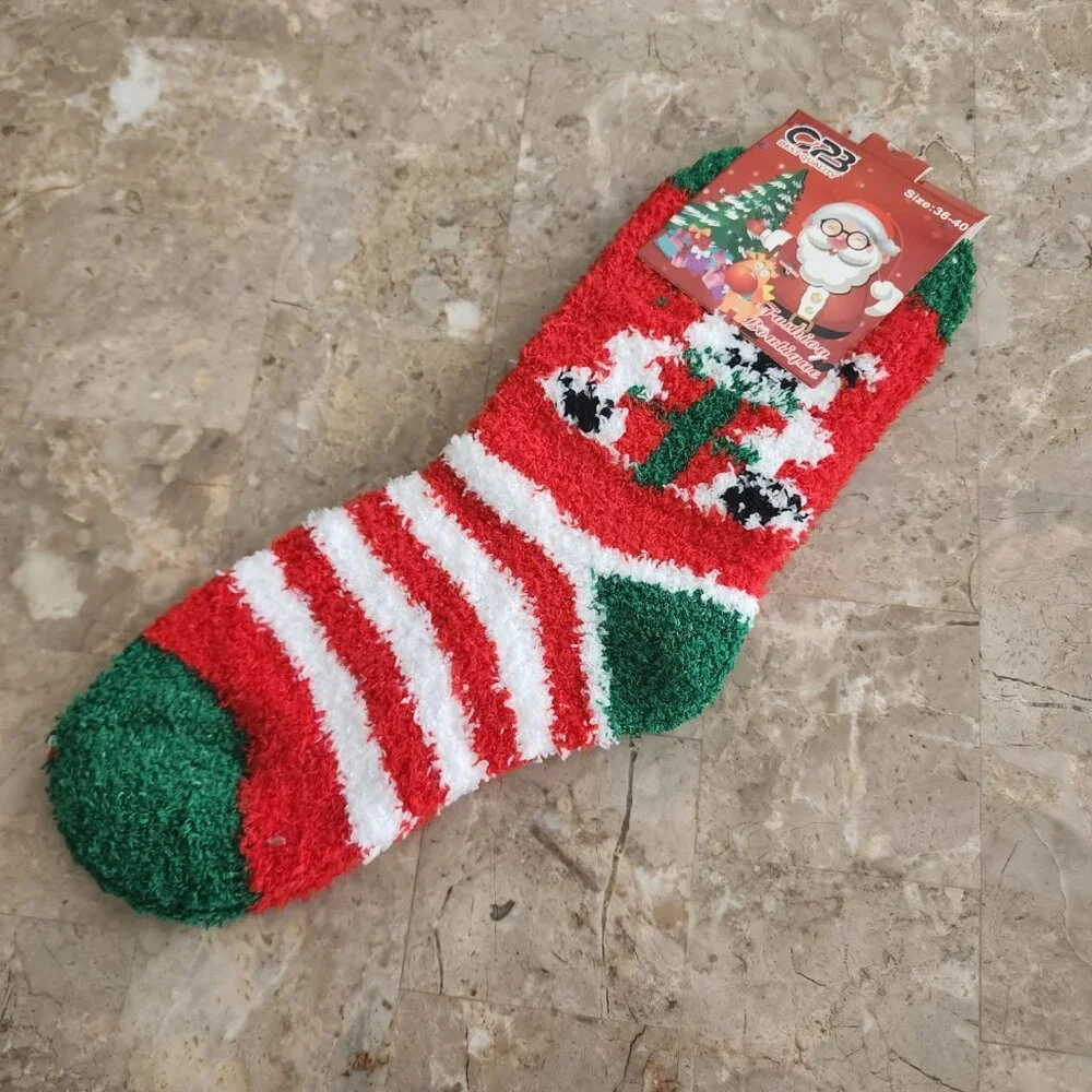Women's Colorful Christmas Fluffy Socks (2pk)